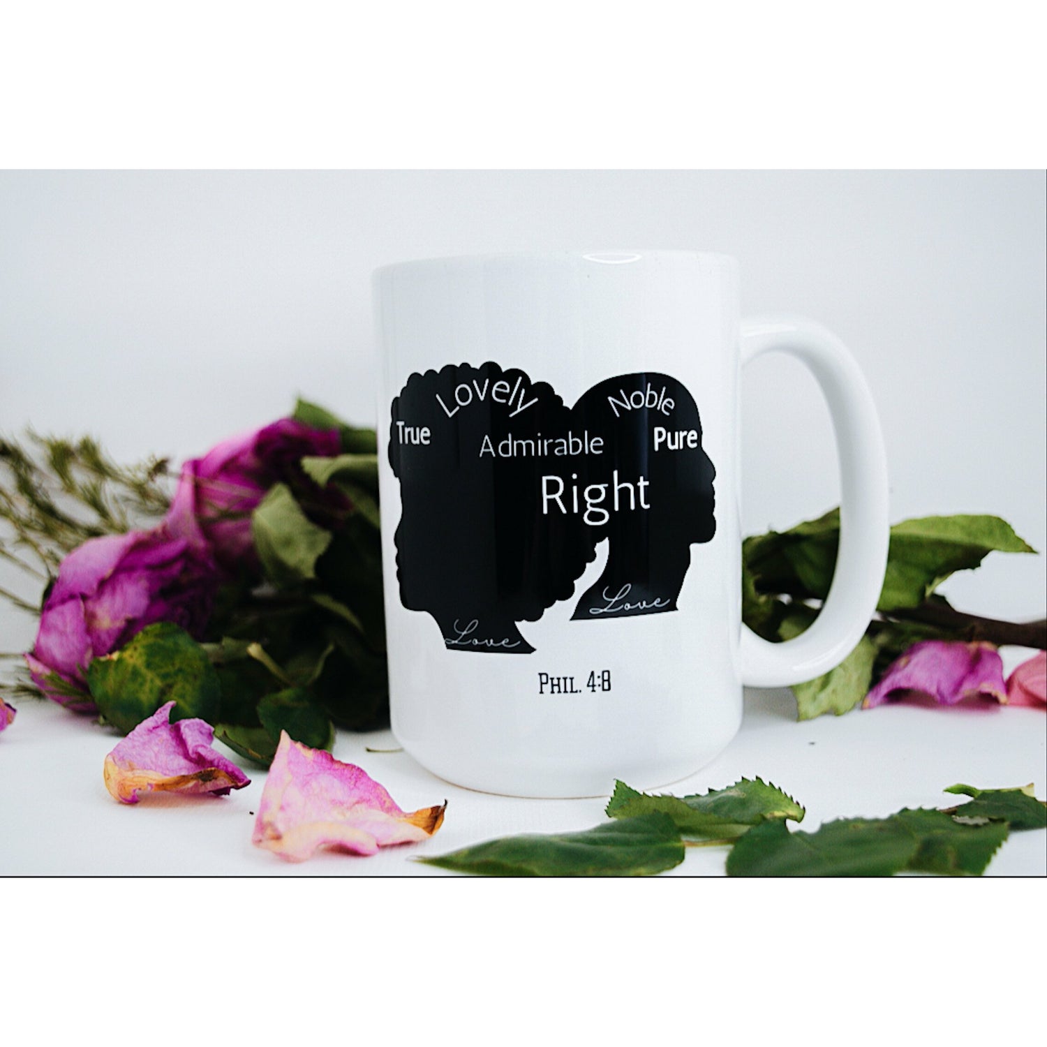 Think Upon These Things (15oz) | Seven Crown Co. | PHIL. 4:8 | Bible Verse Mug | Religious Coffee Mug | Christian Mug | Inspirational Tea Cup | Positive Coffee Mug | Christian Gift | Church Friend Gift