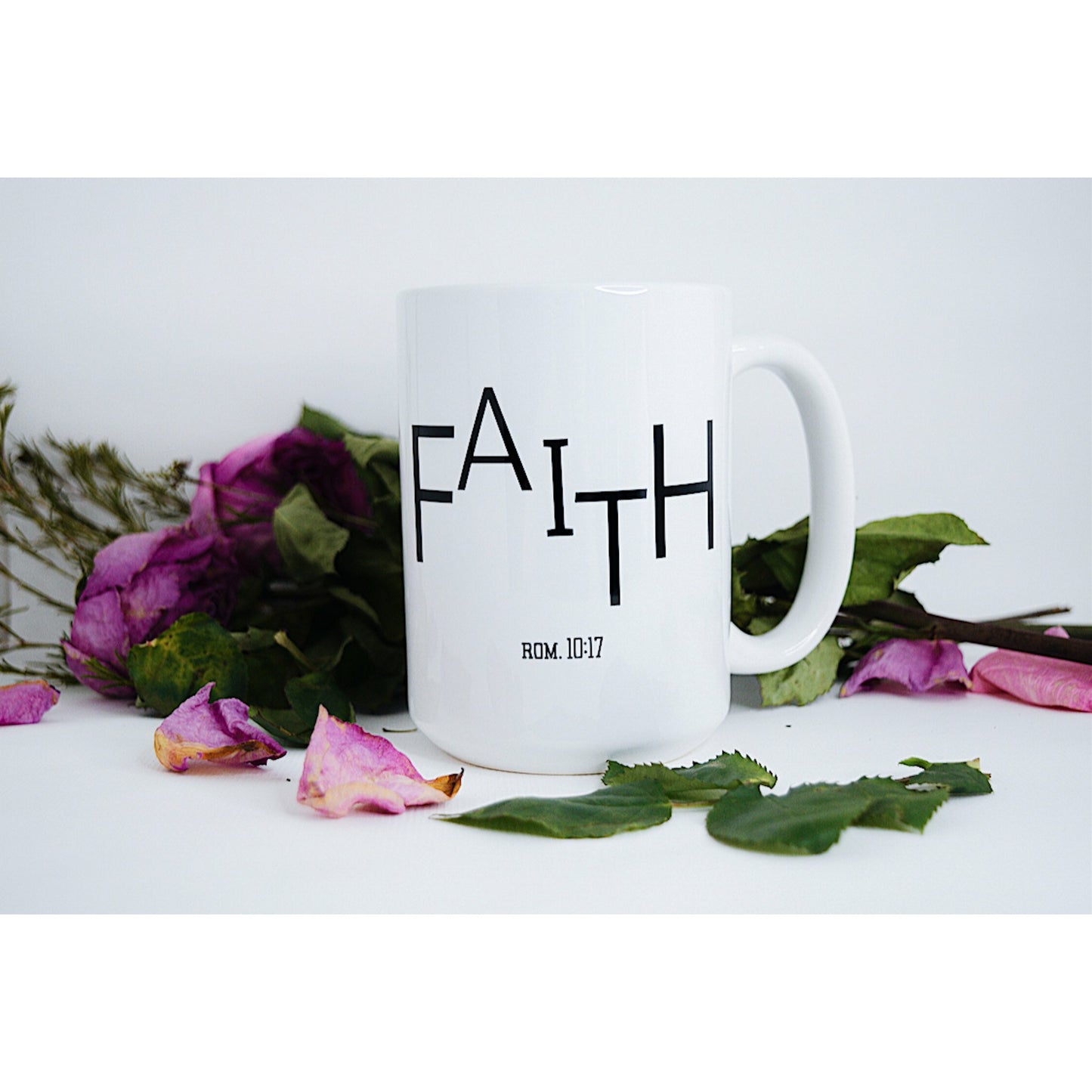 FAITH Mug (15oz) | Seven Crown Co. | ROM. 10:17 | Religious Coffee Mug | Christian Mug | Inspirational Tea Cup | Positive Coffee Mug | Christian Gift | Church Friend Gift | Faith comes by Hearing